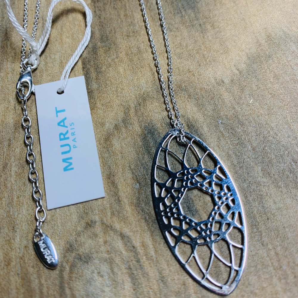 Oval Dream Catcher Sterling Silver Necklace 16.5"